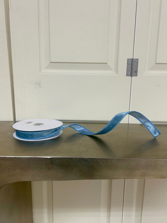 7/8 Inch By 10 Yard Smoke Blue Deluxe Velvet With Satin Backing Ribbon