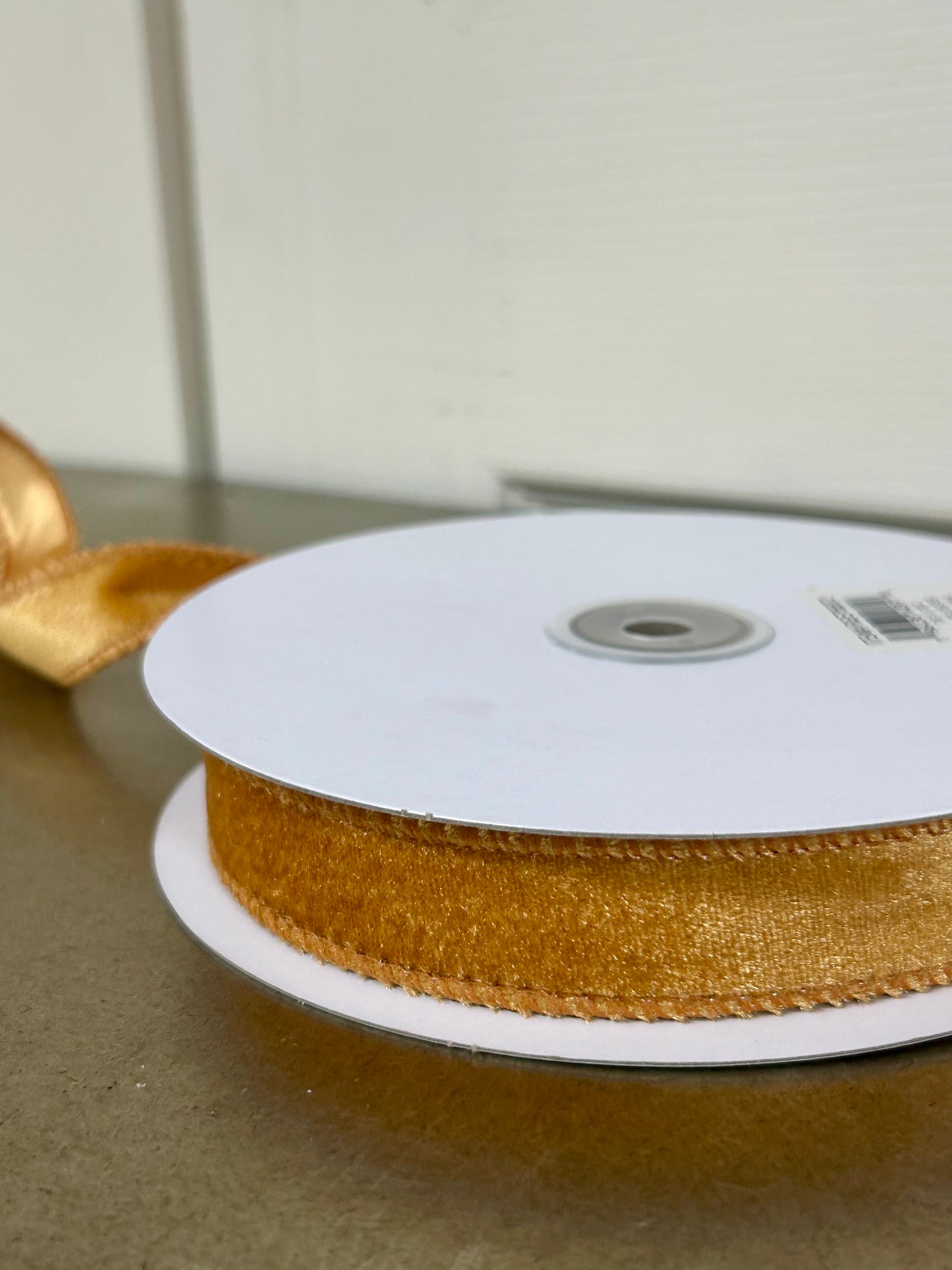 7/8 Inch By 10 Yard Antique Gold Deluxe Velvet With Satin Backing Ribbon