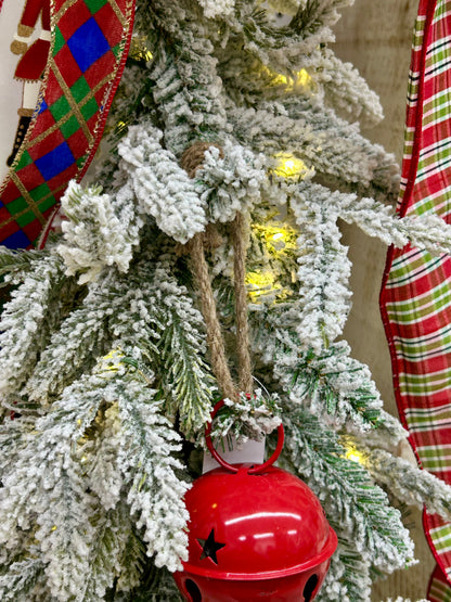 13 Inch Metal Red Green And Gold Bell Top Ornament Three Styles