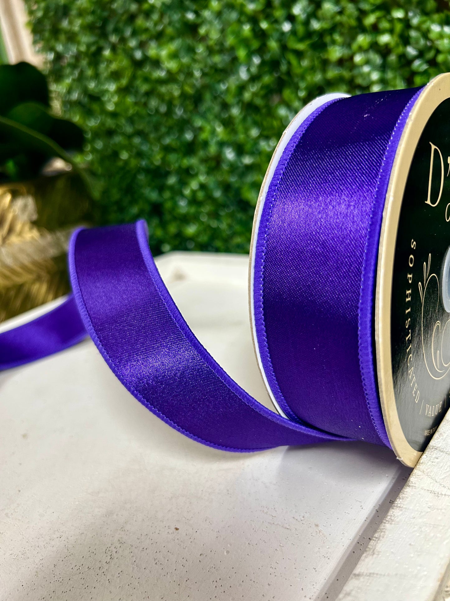 1.5 Inch By 10 Yard Purple Satin Fused Ribbon