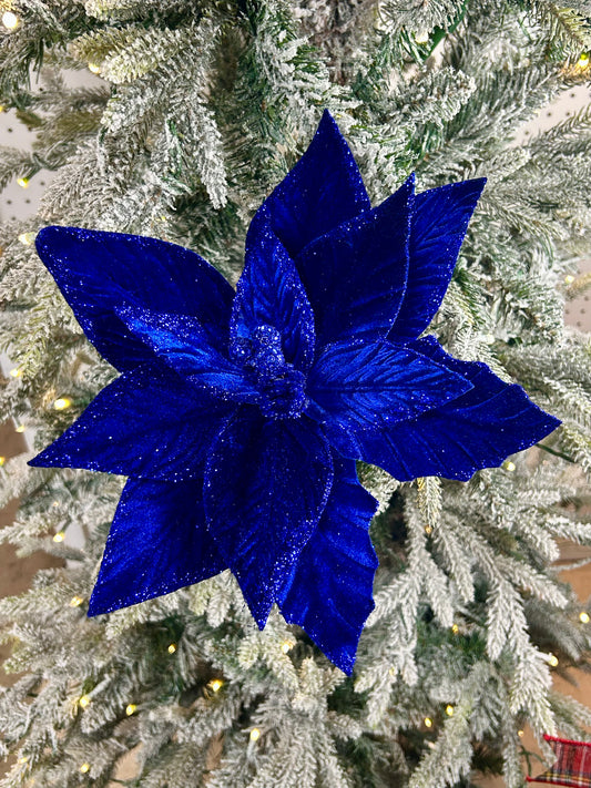 22 Inch Royal Blue Velvet Poinsettia