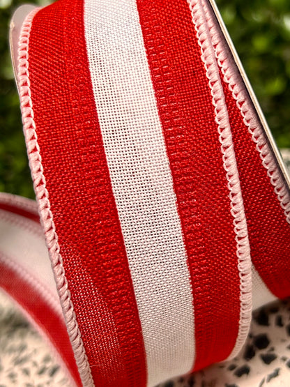 1.5 Inch By 10 Yard Red And White Royal Burlap Ribbon