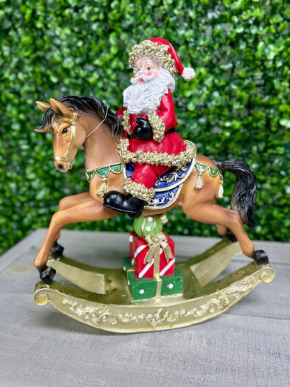 11 Inch Resin Holiday Santa Riding On Deer And Horse Two Styles