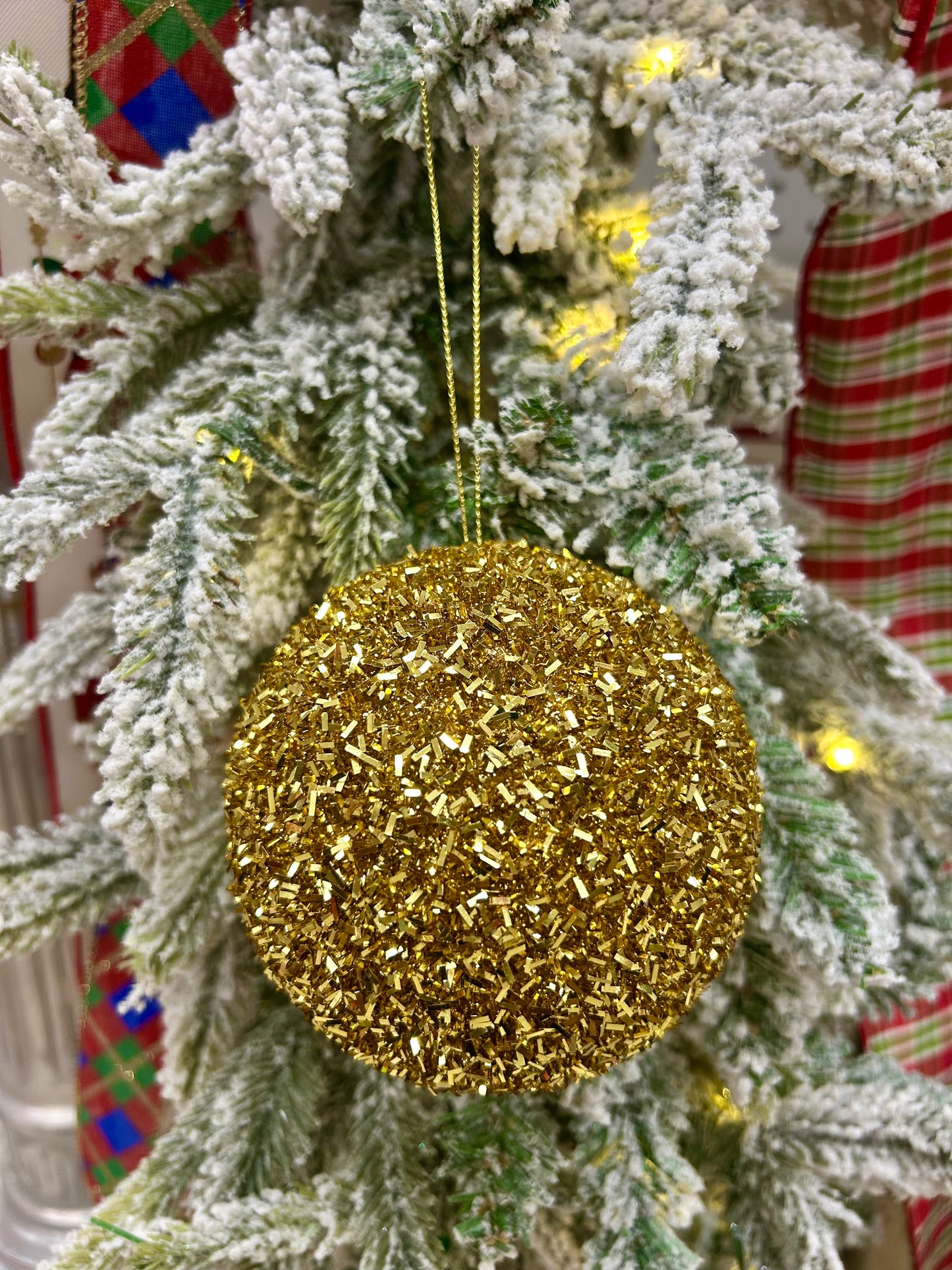4 Inch Gold Foil Glitter Ball Ornament