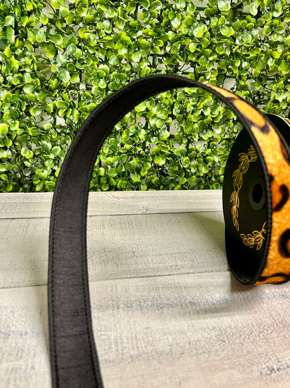 John Mark 1 Inch By 10 Yard Dupioni Fused Leopard Pattern Ribbon