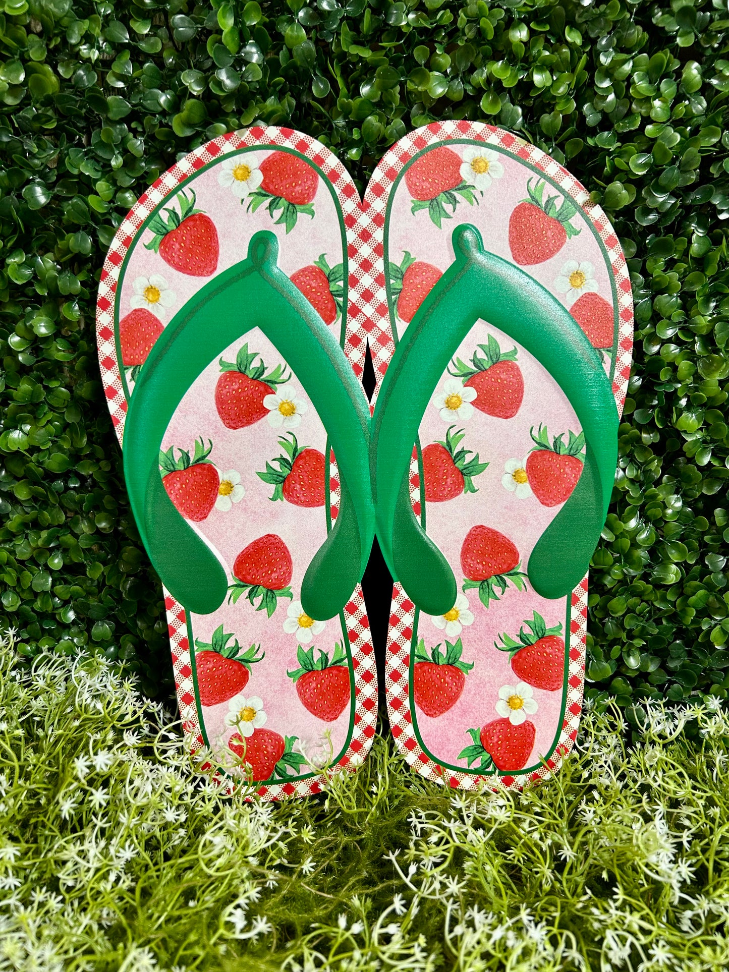 12.75 Inch Metal Strawberry Flip Flops Sign