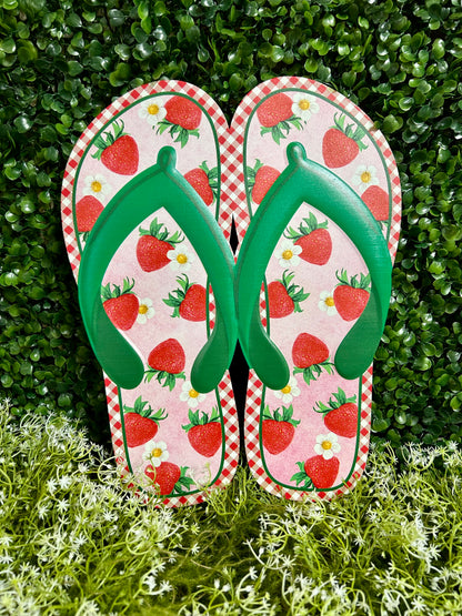12.75 Inch Metal Strawberry Flip Flops Sign