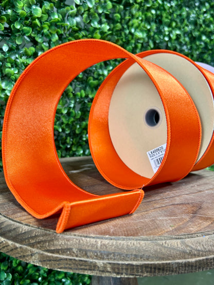2.5 Inch By 10 Yard Orange Satin Fused Ribbon