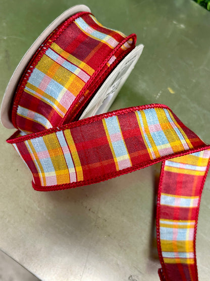 David Christopher 1.5 Inch By 10 Yard Smooth Summer Plaid Ribbon