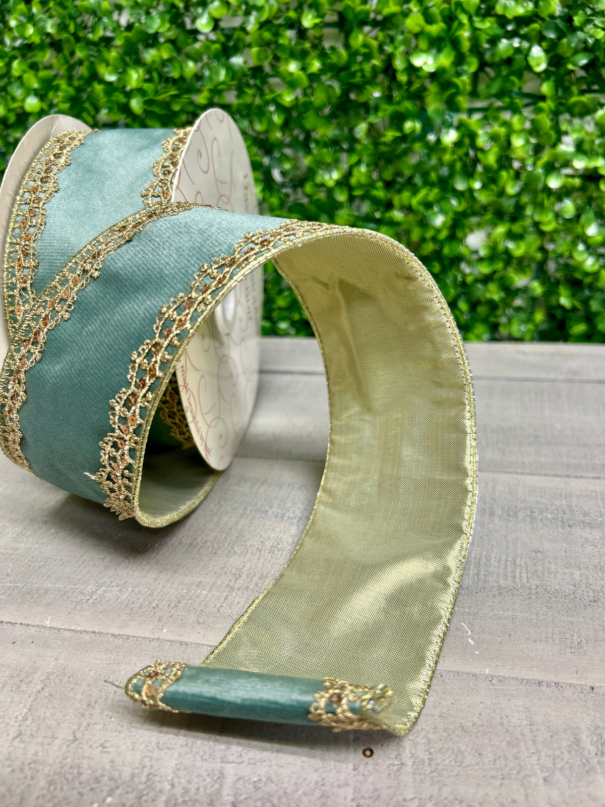 David Christopher's 2.5 Inch By 10 Yard Smoke Blue Elegant Edge Velvet Ribbon