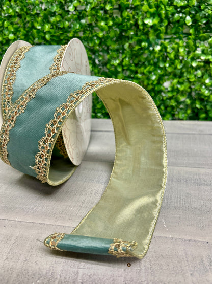 David Christopher's 2.5 Inch By 10 Yard Smoke Blue Elegant Edge Velvet Ribbon