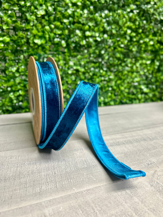 1 Inch By 10 Yard Teal Heritage Velvet Ribbon