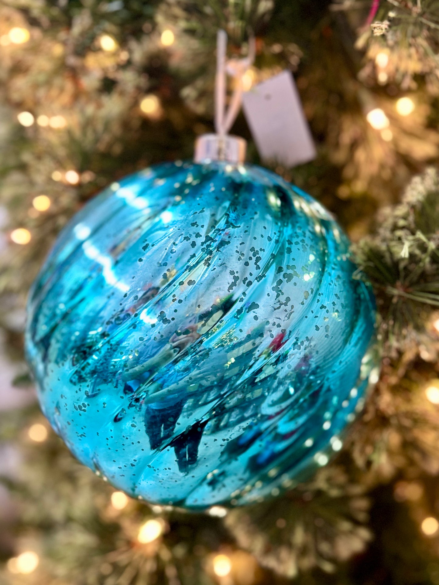 8 Inch Ball Ornament Aqua