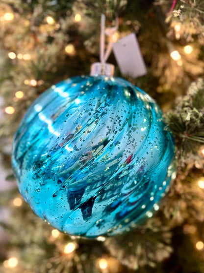 8 Inch Ball Ornament Aqua