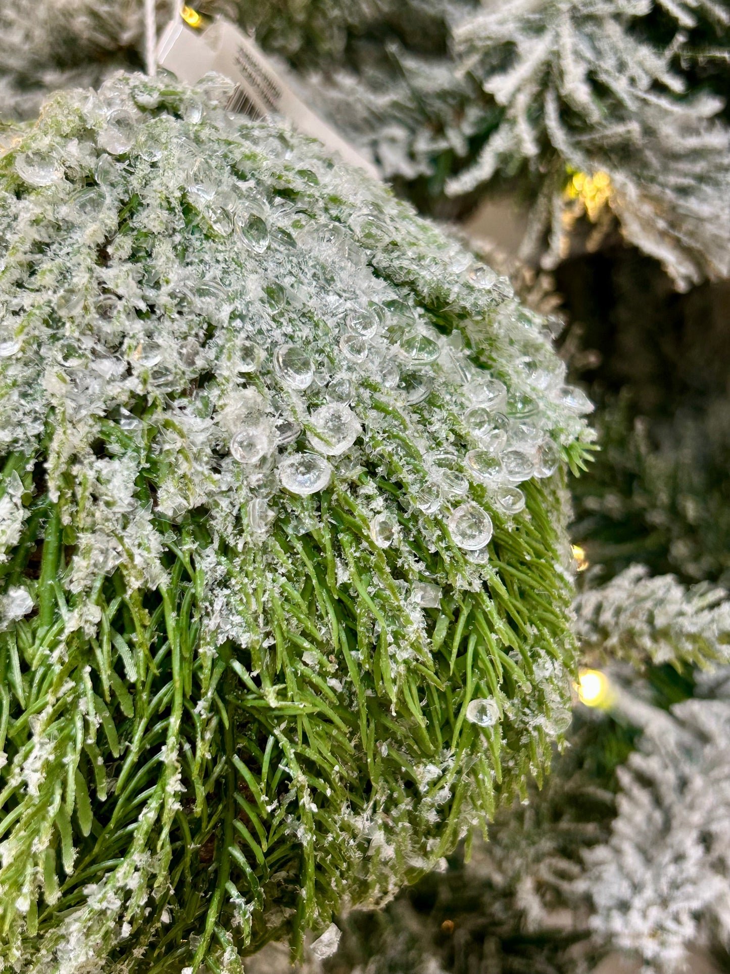 5 Inch Green And White Iced Cypress Ball Ornament