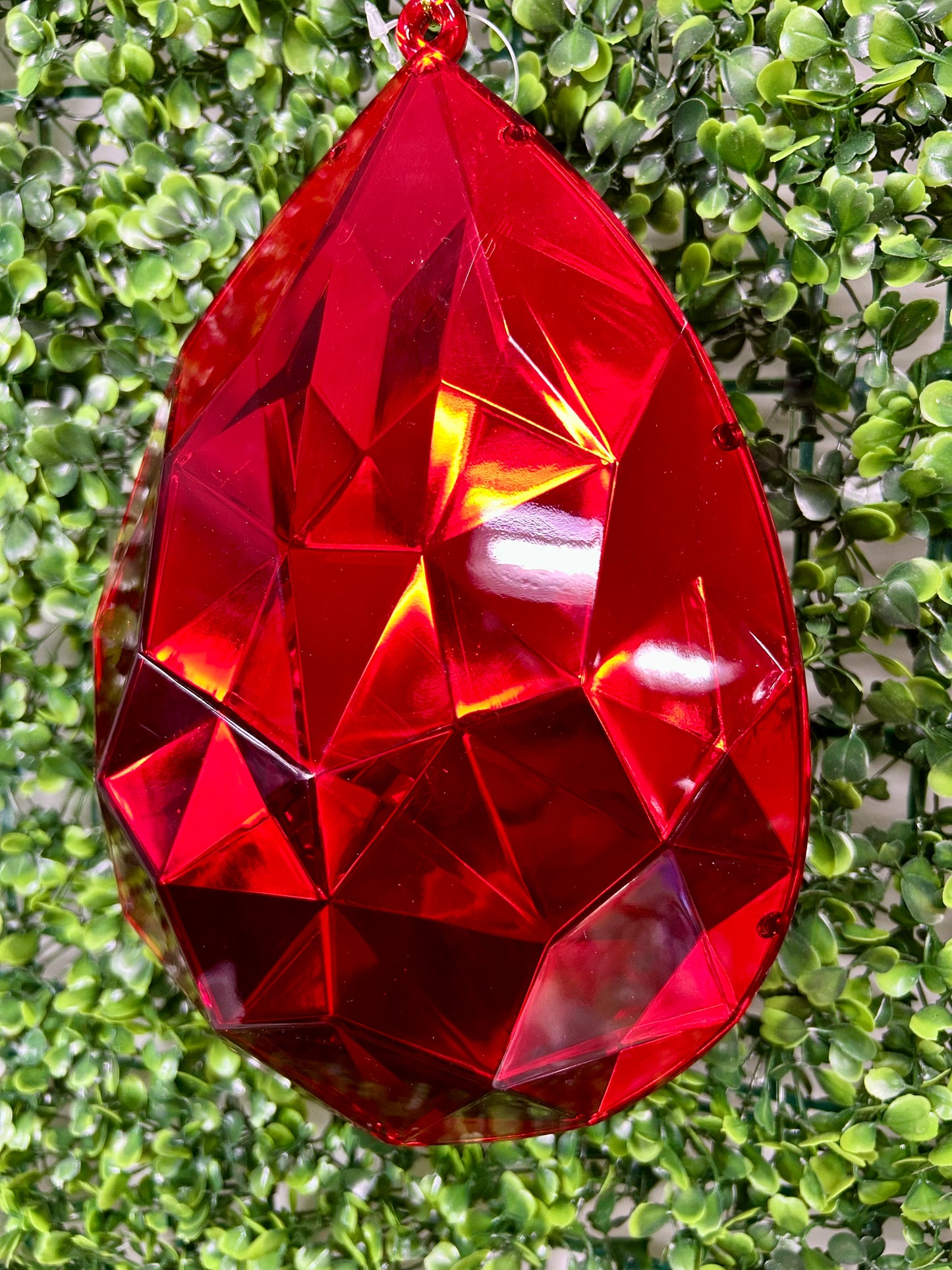 9 Inch Red Acrylic Rain Drop Diamond Ornament