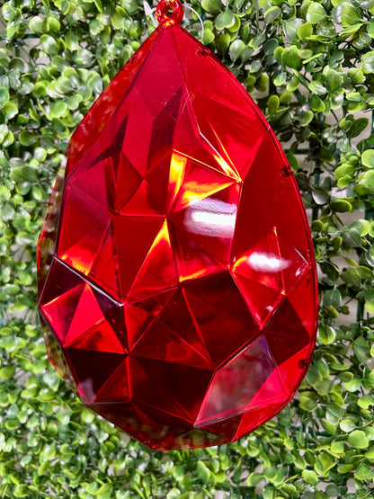 9 Inch Red Acrylic Rain Drop Diamond Ornament