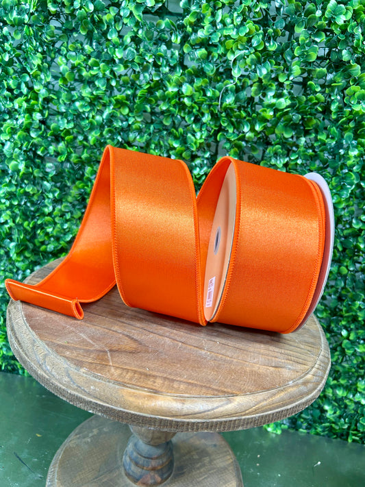 2.5 Inch By 10 Yard Orange Satin Fused Ribbon