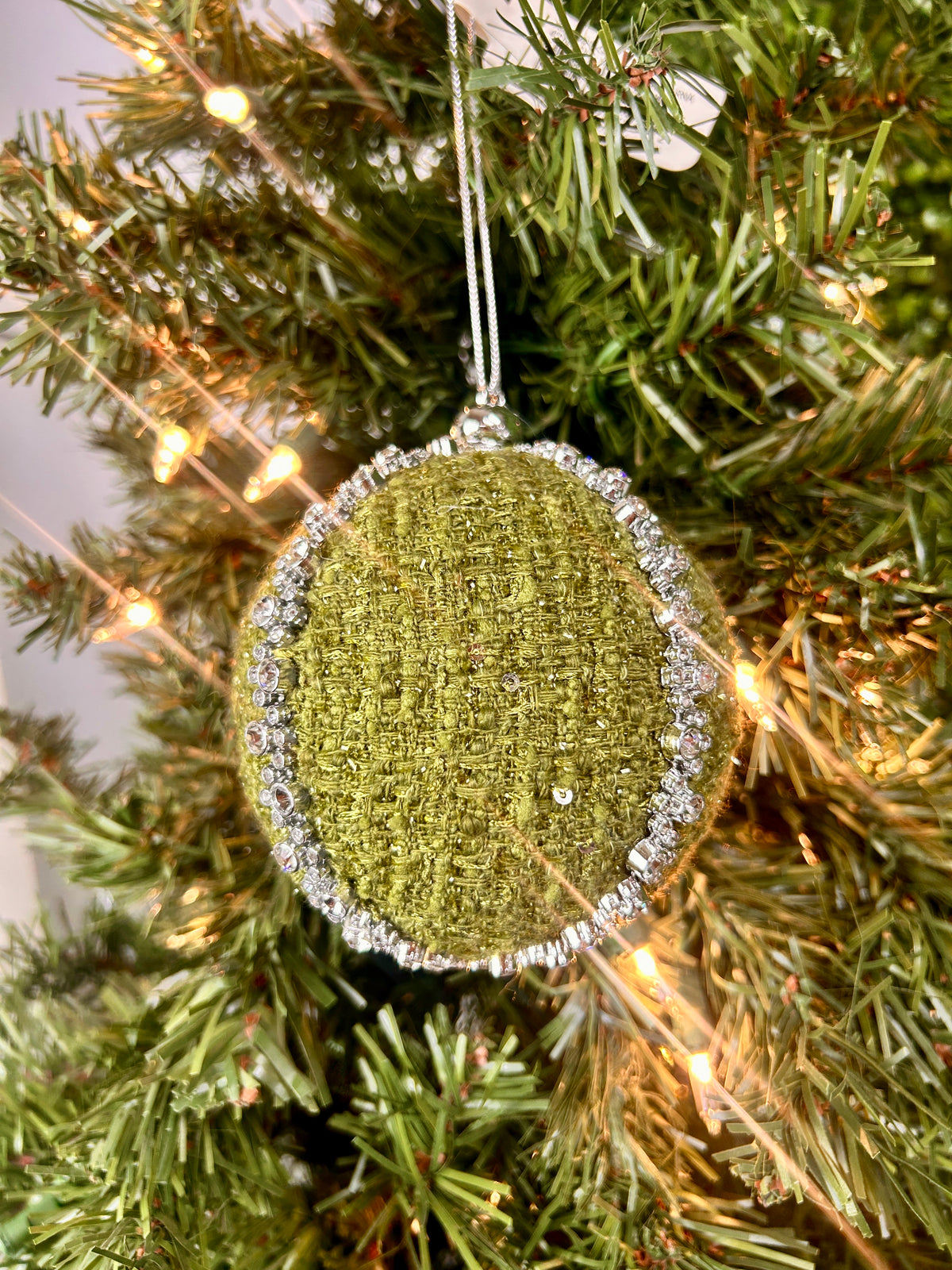 4 Inch Green Diamond Yarn Ball Ornament