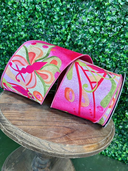 4 Inch By 10 Yards Butterfly Colors Bright Deluxe Dupioni Backed Wired Edge Ribbon