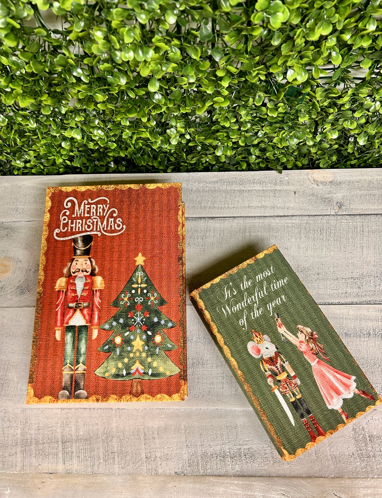Set Of Two Nutcracker Book Decor