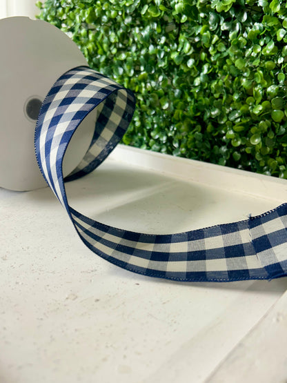 2.5 Inch By 50 Yard Navy Blue And Cream Woven Check