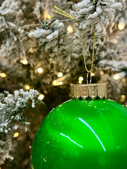 4 Inch Emerald Green Lacquer Look Ornament