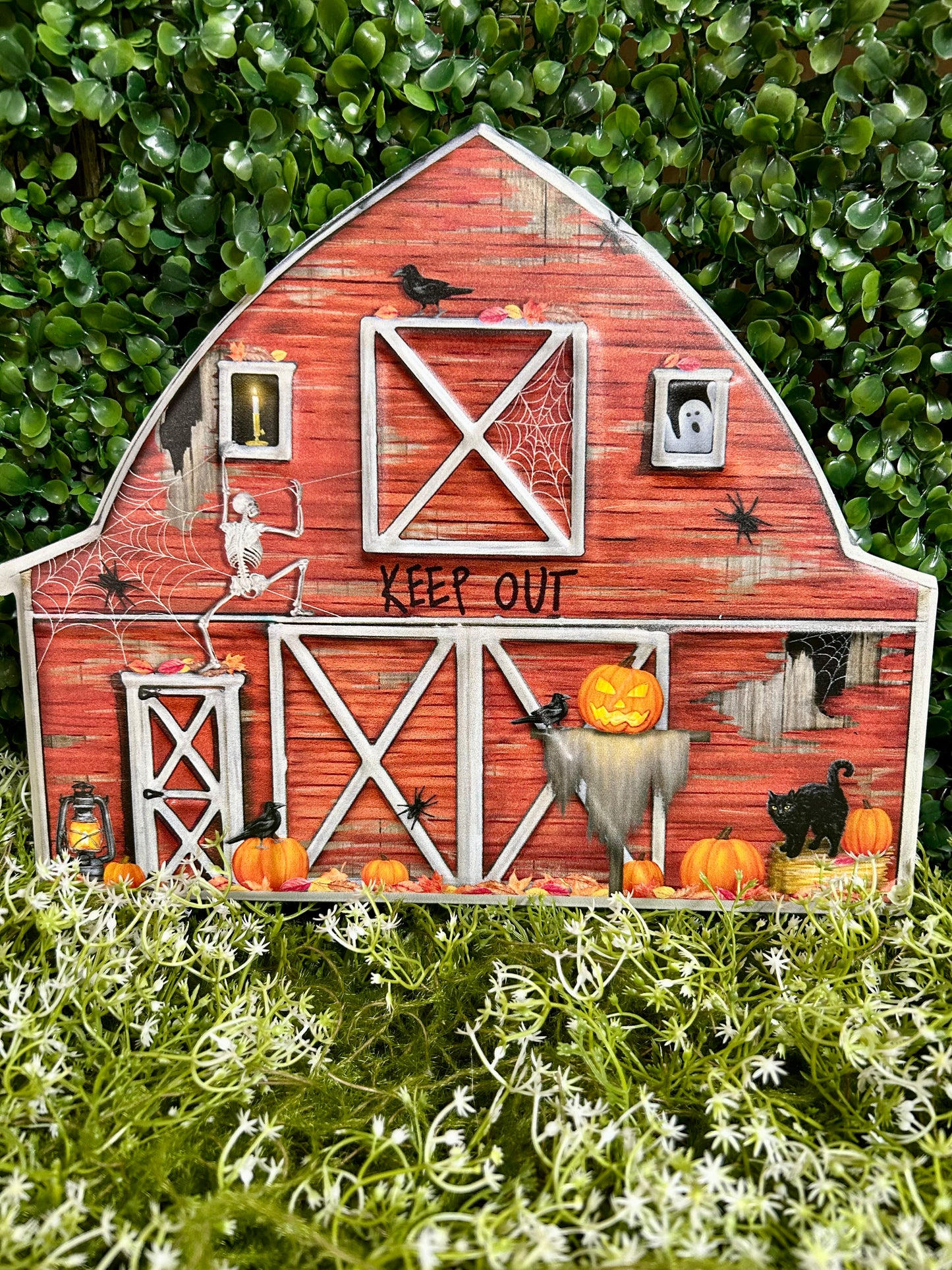 12 Inch Haunted Barn Metal Sign