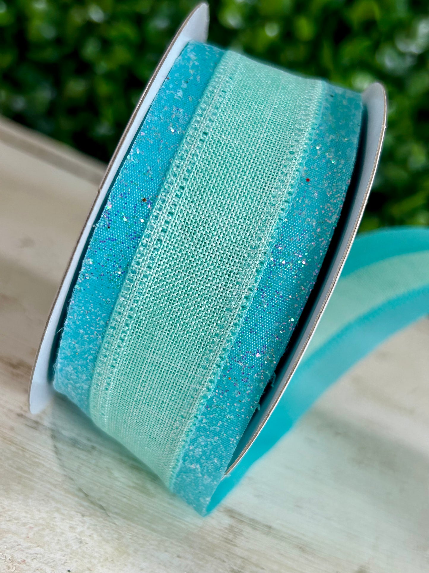 1.5 Inch By 10 Yard Robin Egg Blue Iridescent Royal Burlap Glitter Ribbon