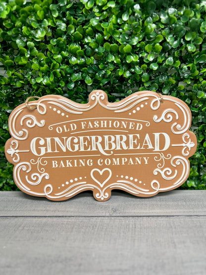 11.5 Inch Tan Gingerbread Baking Company Metal Sign