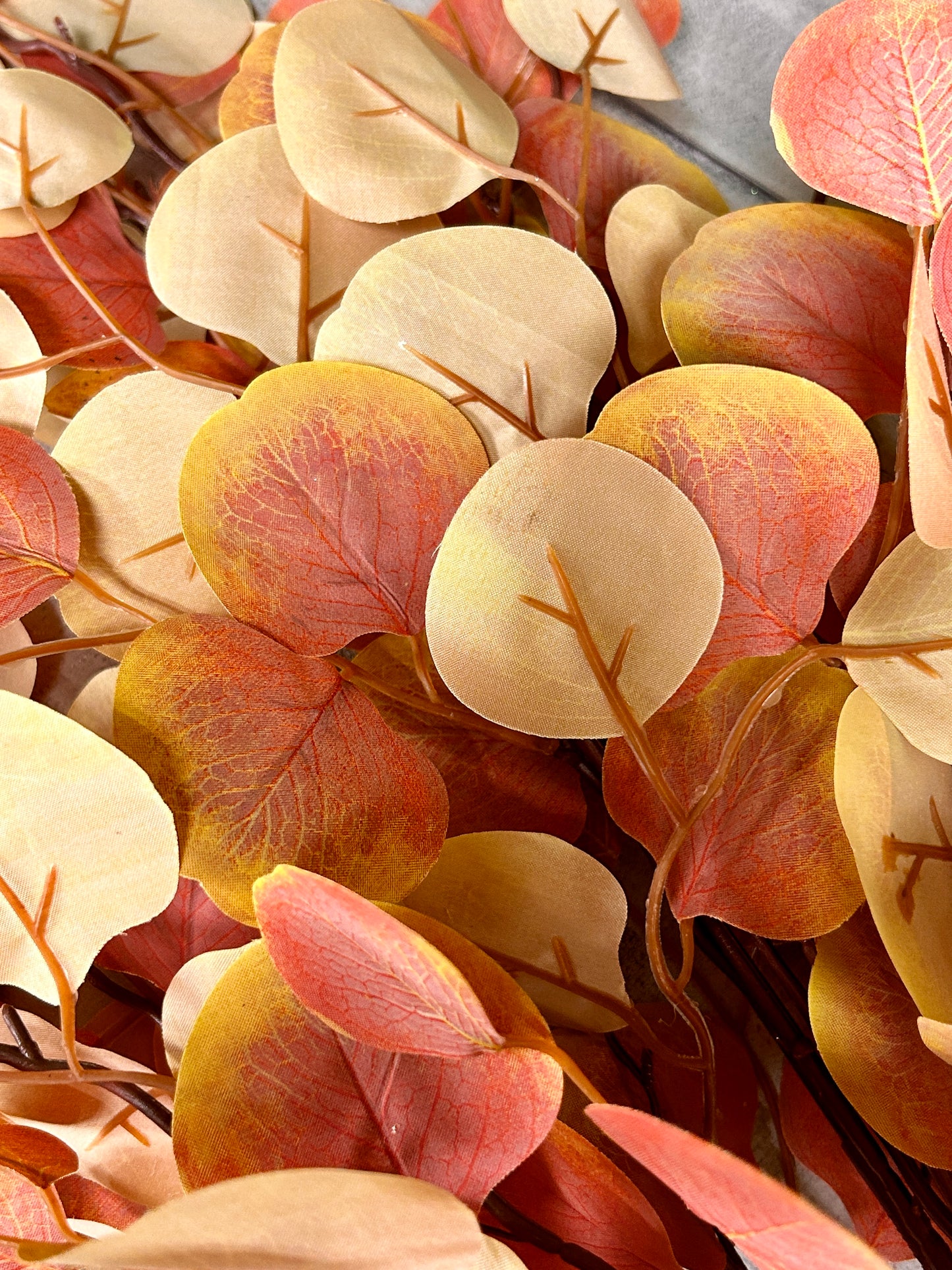 29.5 Inch Orange And Yellow Eucalyptus Leaf Bush