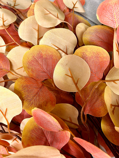 29.5 Inch Orange And Yellow Eucalyptus Leaf Bush