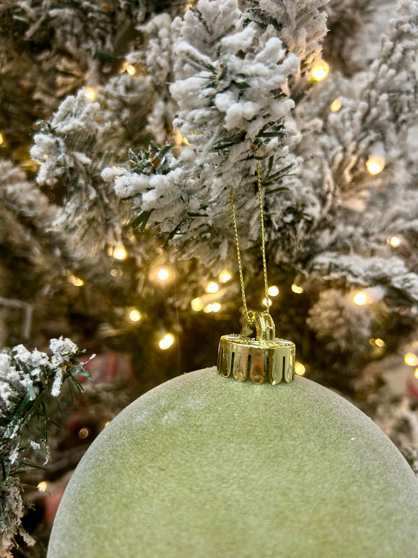 5 Inch Sage Green Smooth Flocked Ball Ornament