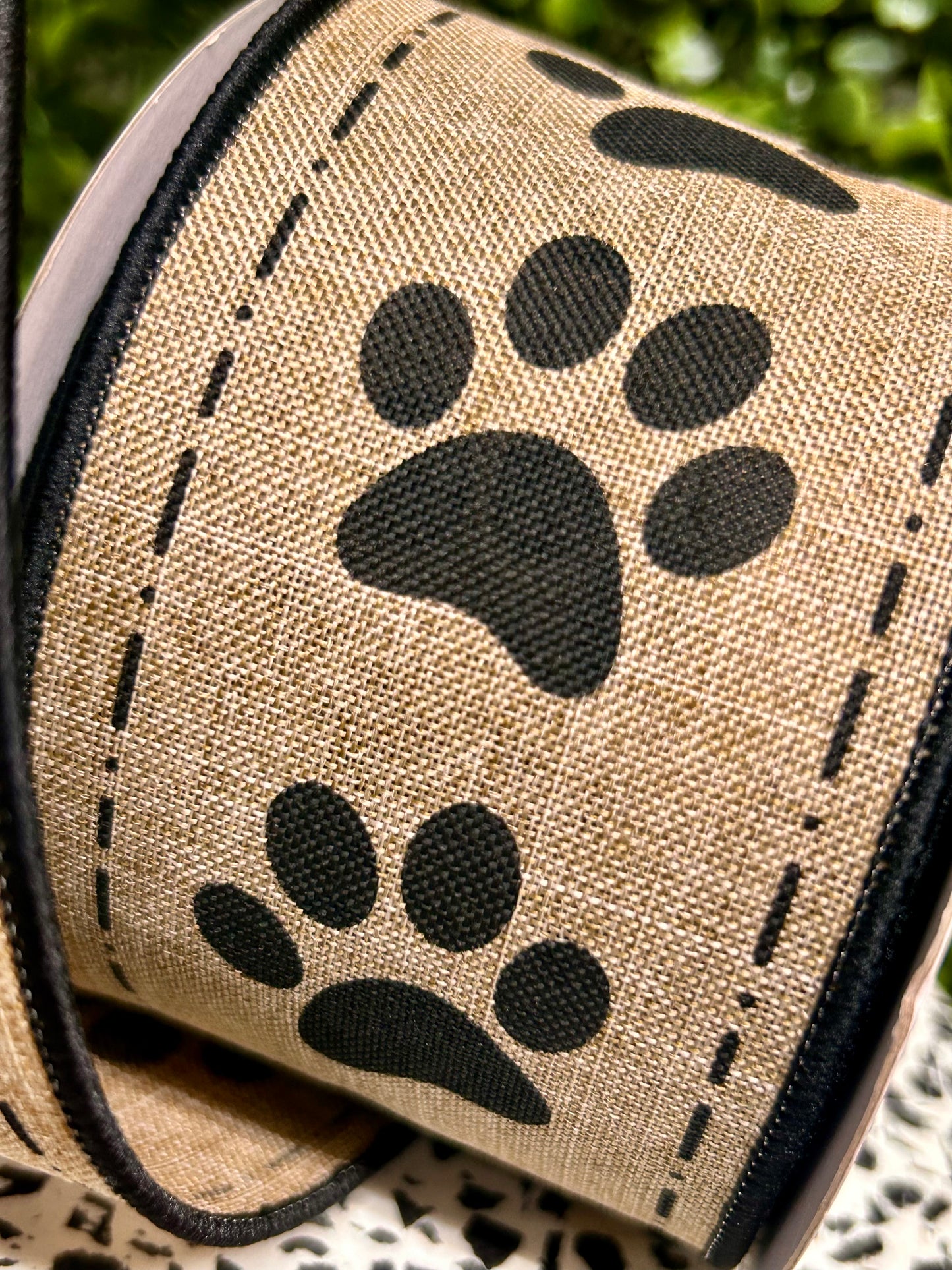 2.5 Inch By 10 Yards Paw Prints On Royal Ribbon
