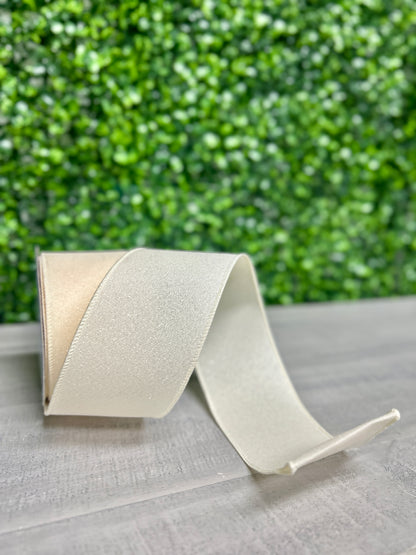 2.5 Inch By 10 Yard Dark Cream Crystal Shine Ribbon