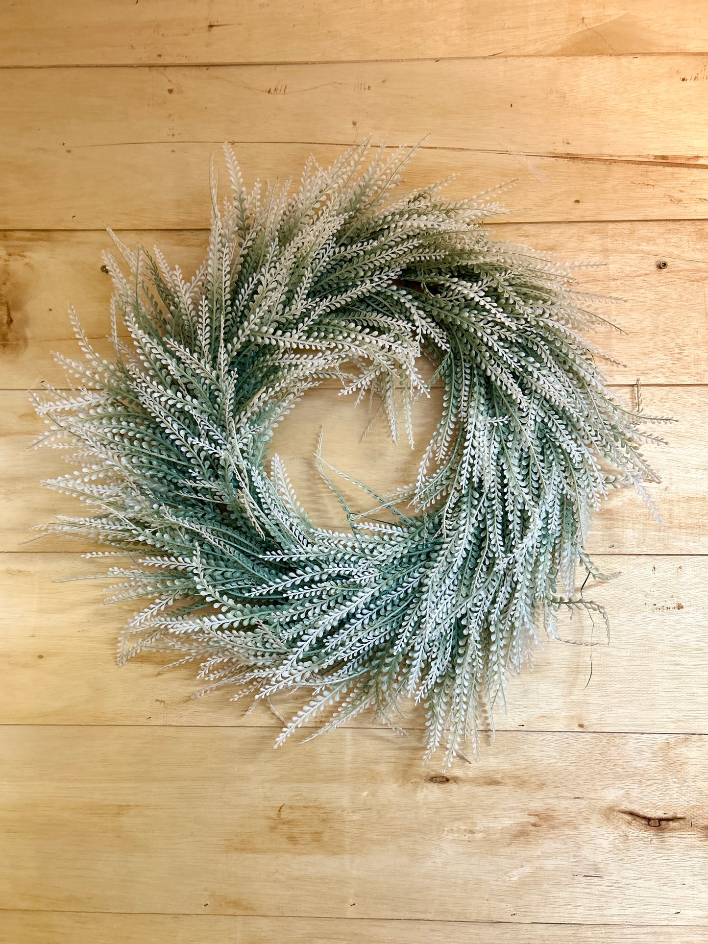 24 Inch Frosted White Round Bead Grass Wreath