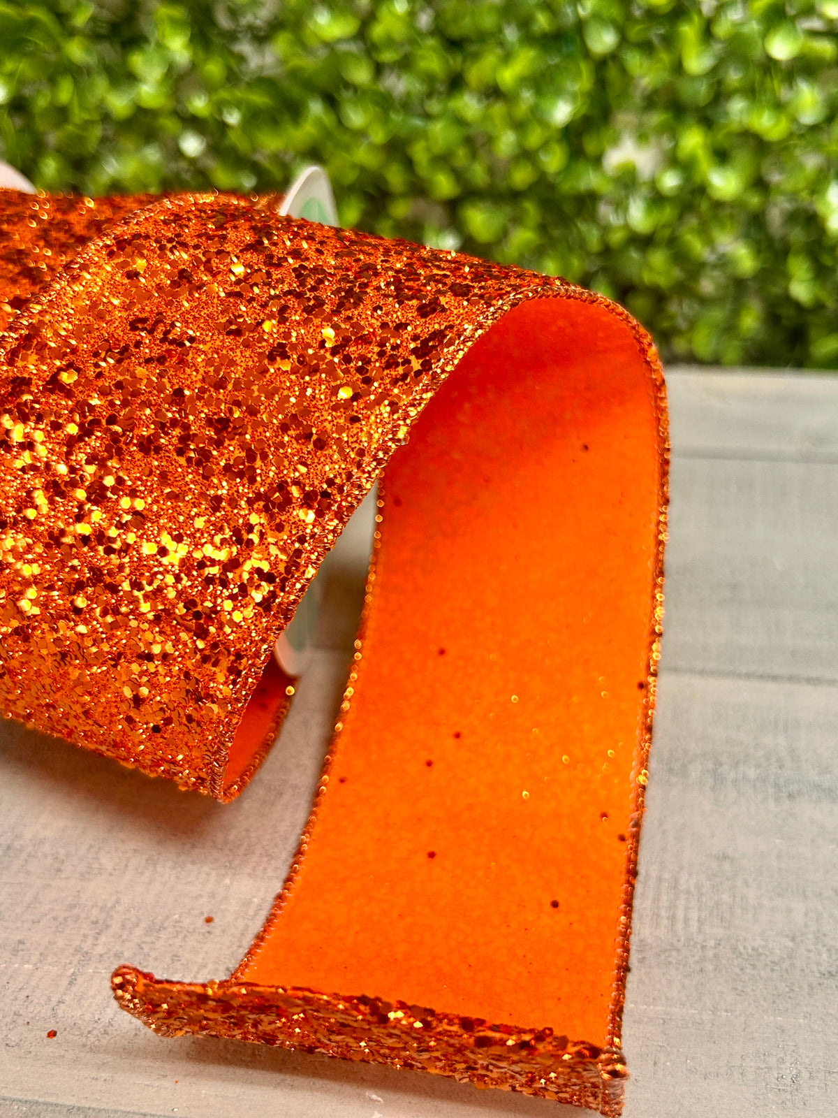 2.5 Inch By 10 Yard Orange Large Glitter Ribbon