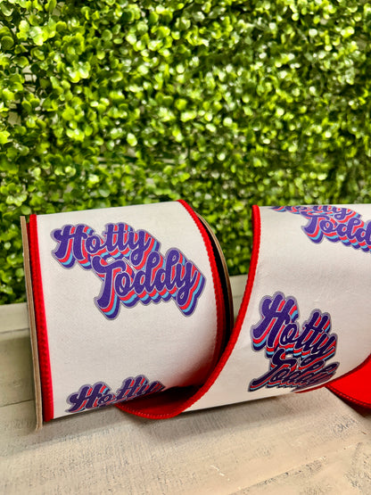 4 Inch By 10 Yard Hotty Toddy Fused Dupioni Backed Wired Edge Ribbon