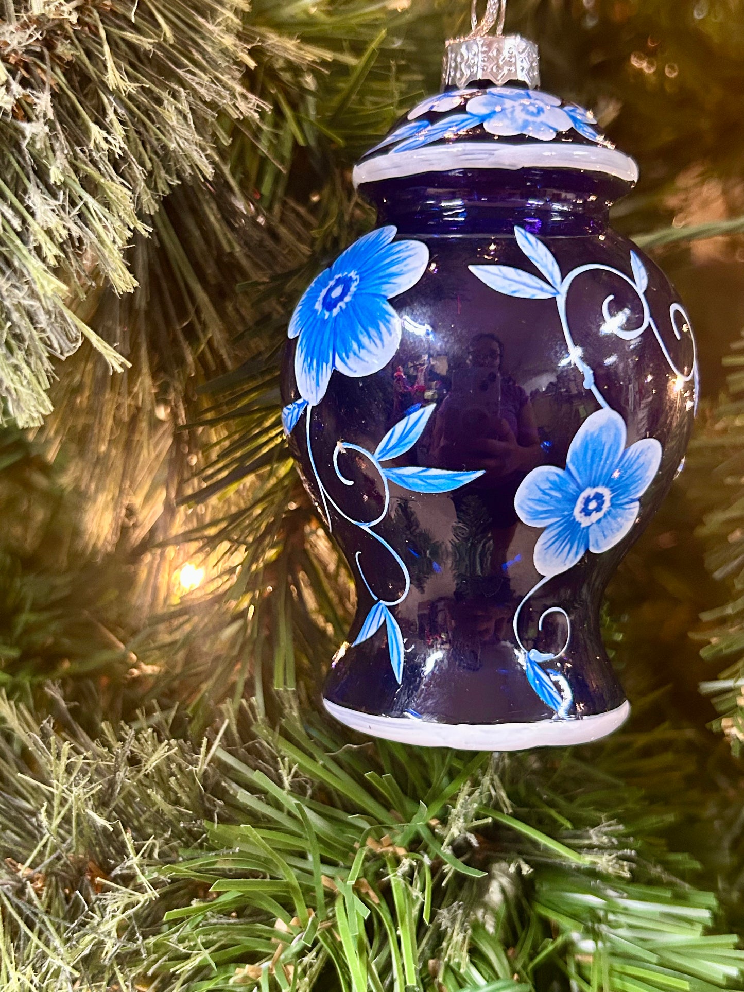 4.5 Inch Glass Floral Urn Ornament Two Styles