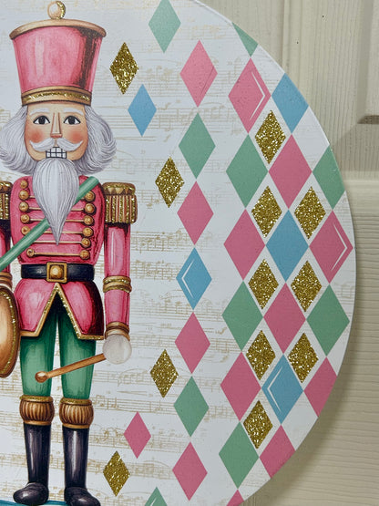 12 Inch Glitter Pastel Nutcracker Metal Sign