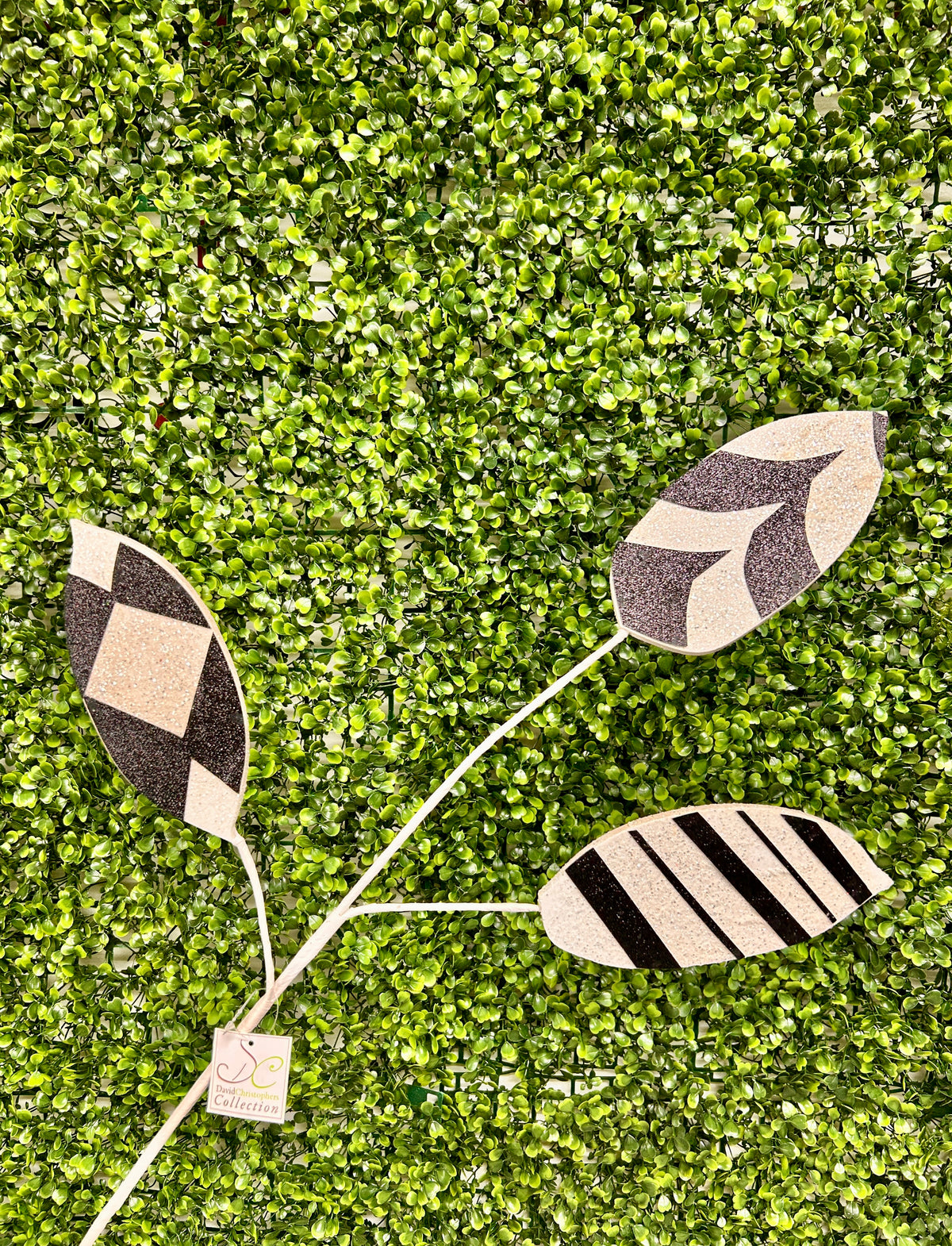 30 Inch Black And White Modern Pattered EVA Foam Magnolia Leaf Spray