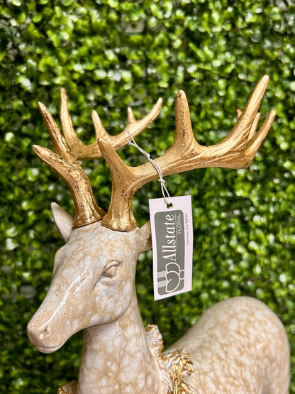 19 Inch Cream And Gold Reindeer