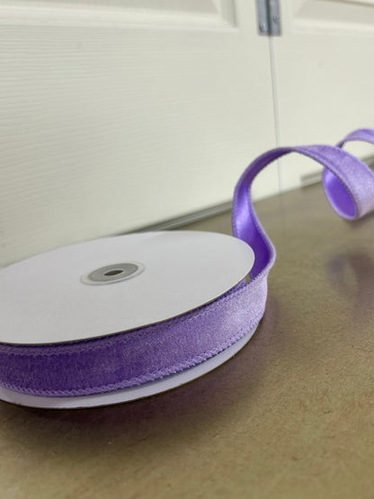 7/8 Inch By 10 Yard Lavender Deluxe Velvet With Satin Backing Ribbon