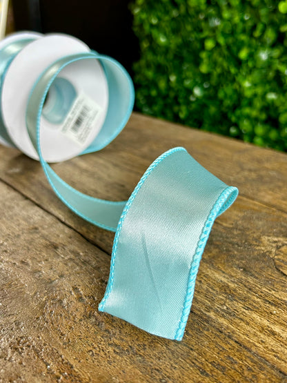 1.5 Inch By 10 Yards Baby Blue Satin Value Wired Ribbon