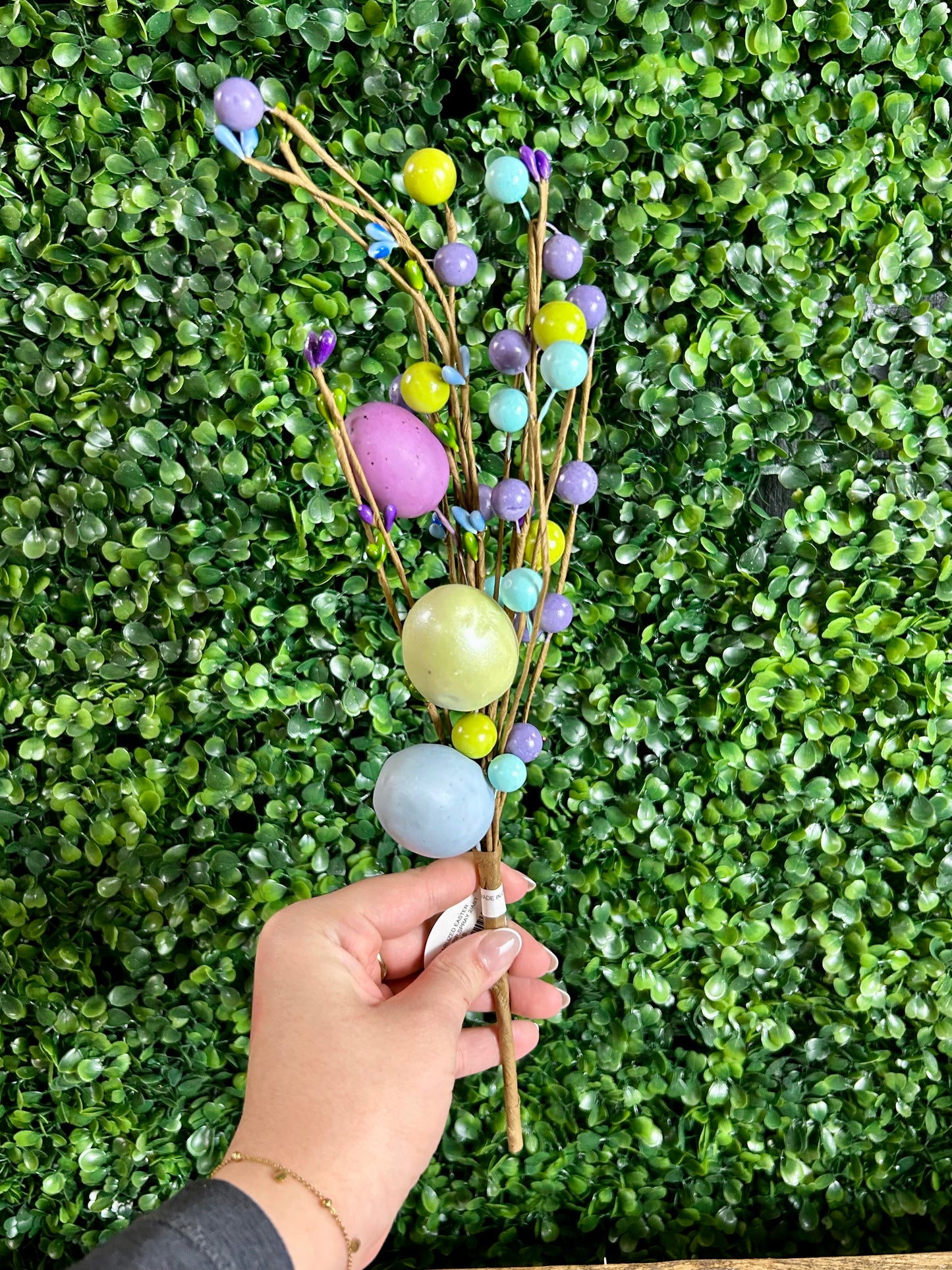 15 Inch Pearlized Easter Egg And Pip Spray