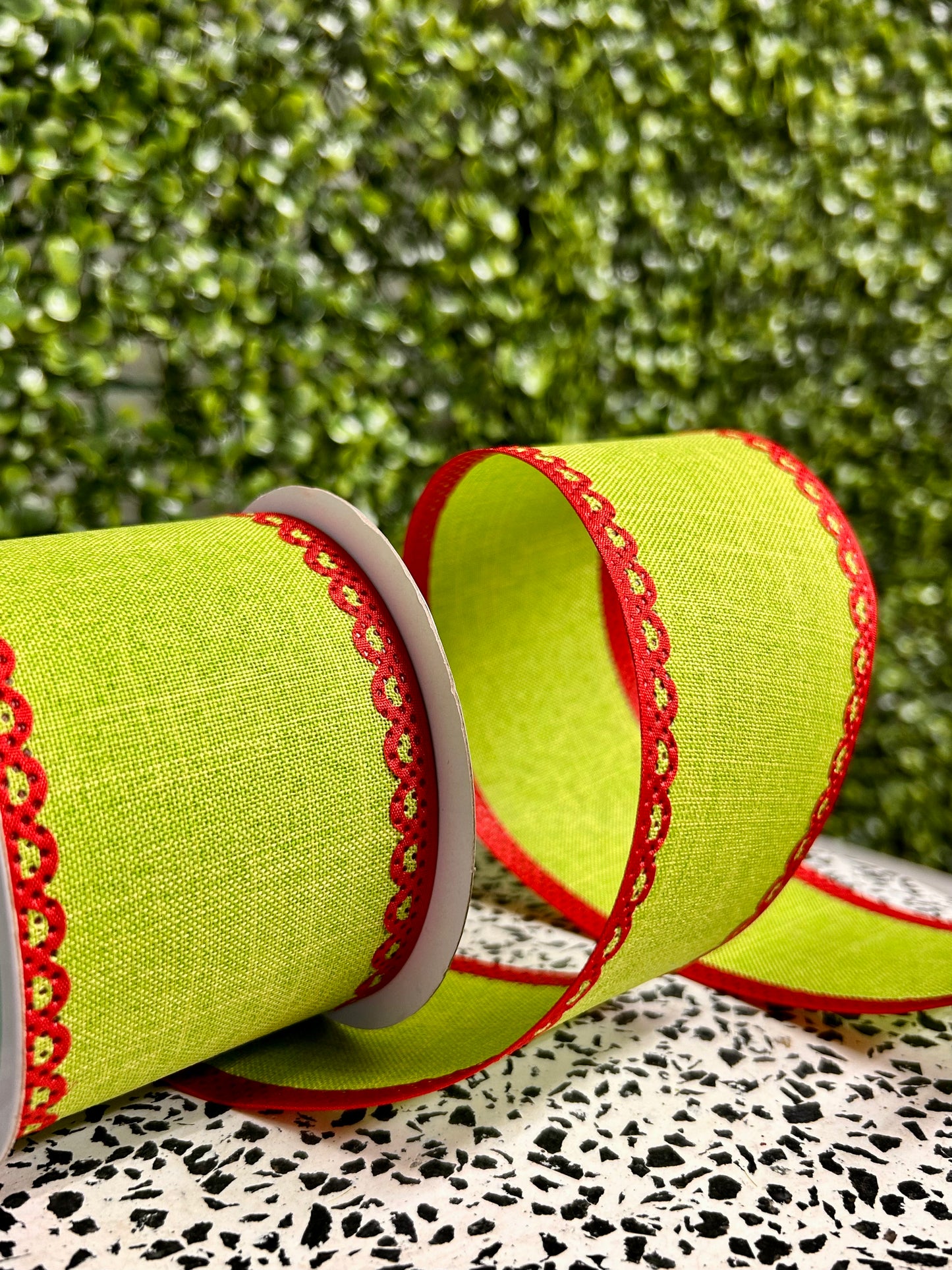 2.5 Inch By 10 Yard Lime And Red Royal Burlap Ribbon