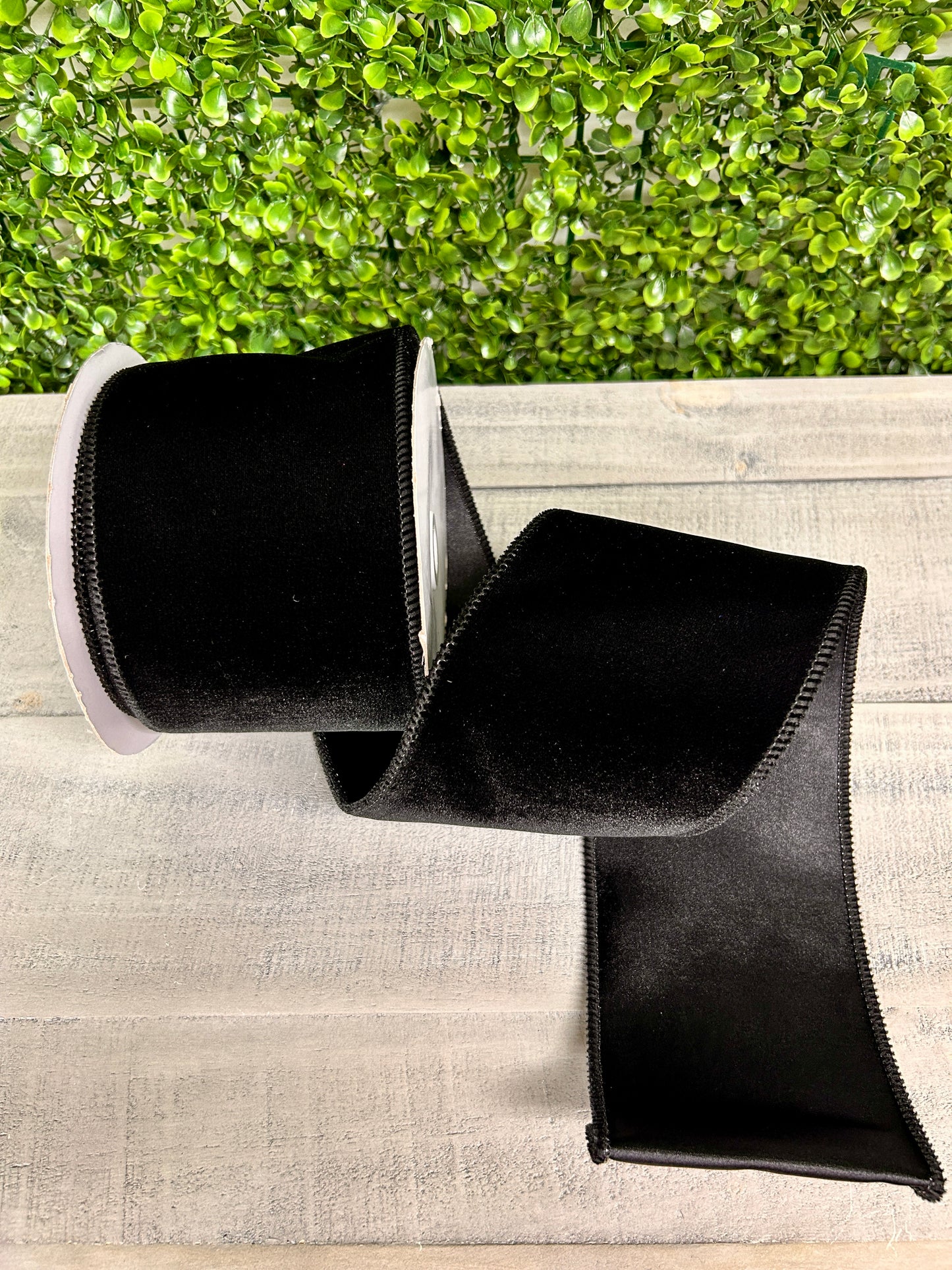 4 Inch By 10 Yard Black Deluxe Velvet With Satin Backing Ribbon