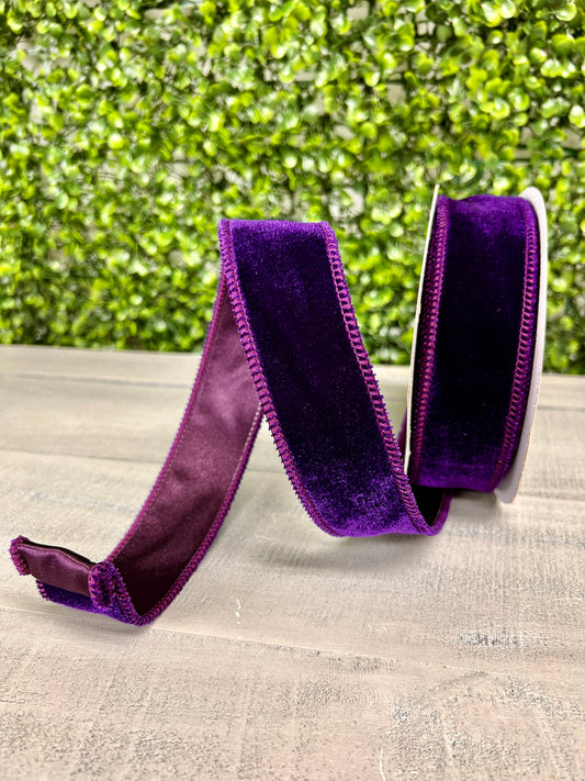1.5 Inch By 10 Yard Purple Deluxe Velvet With Satin Backing Ribbon
