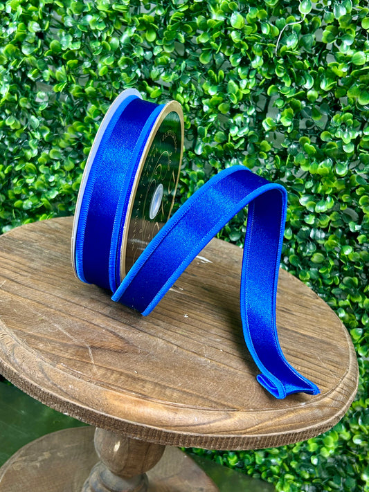 7/8 Inch By 10 Yard Royal Blue Satin Fused Ribbon