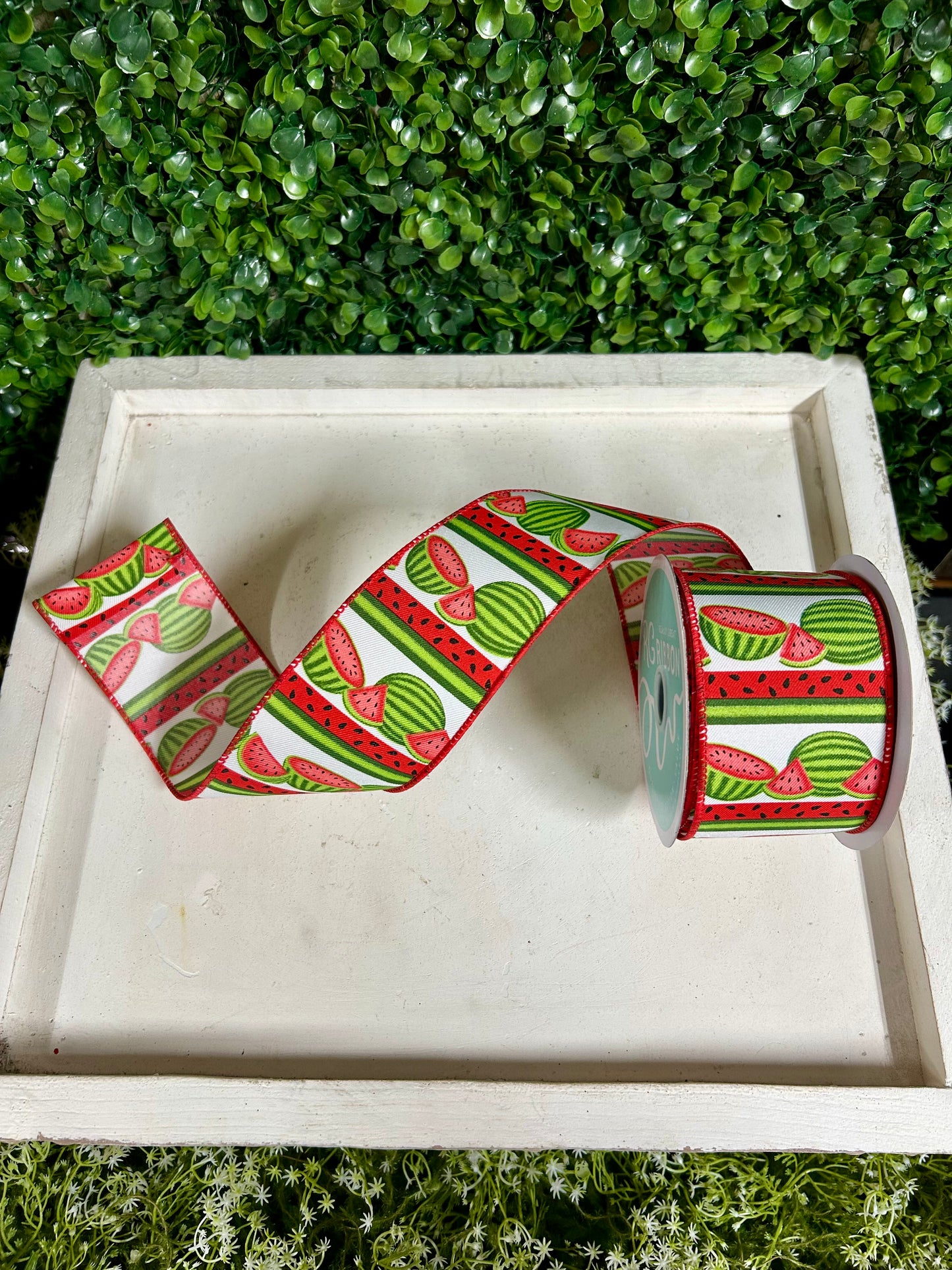 2.5 Inch By 10 Yard Watermelon Stripe Ribbon